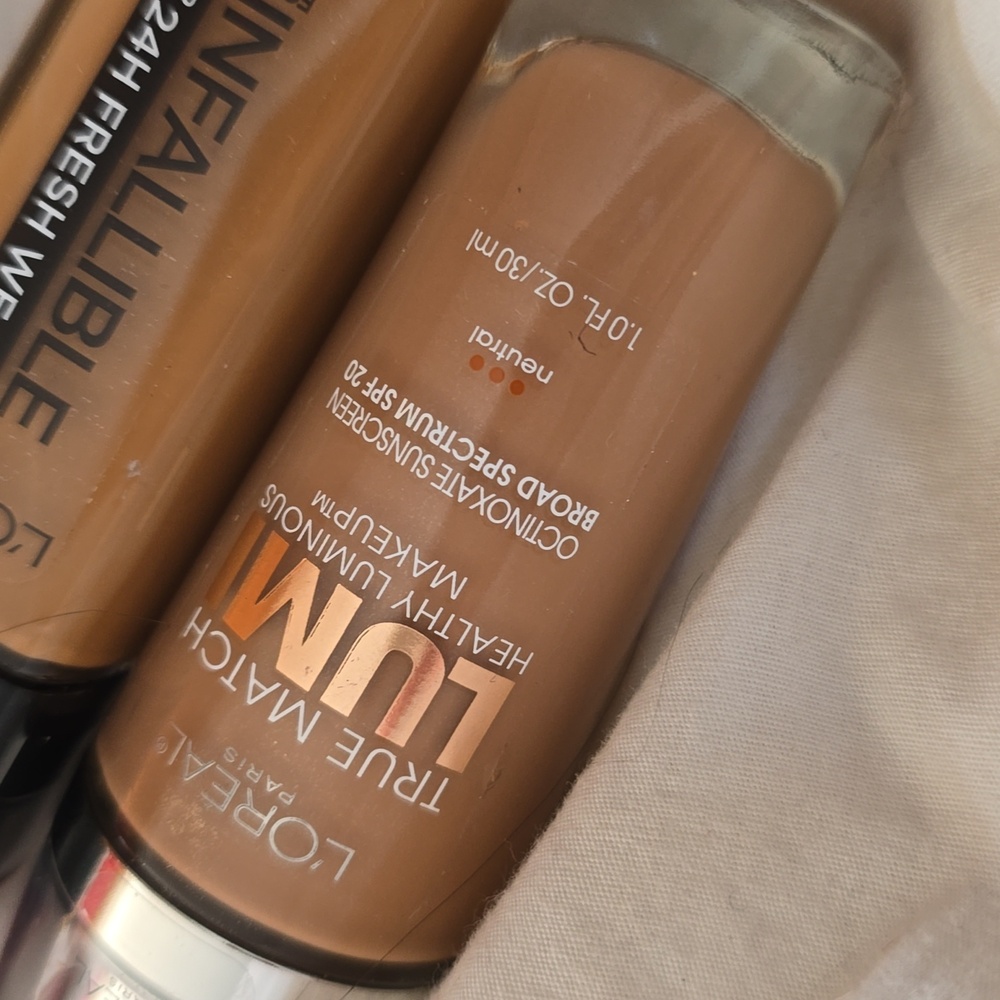 LOREAL Lot 2 True BeigeDark Shades Foundation True Match Lumi + Infallible 24 Hr - Picture 3 of 8